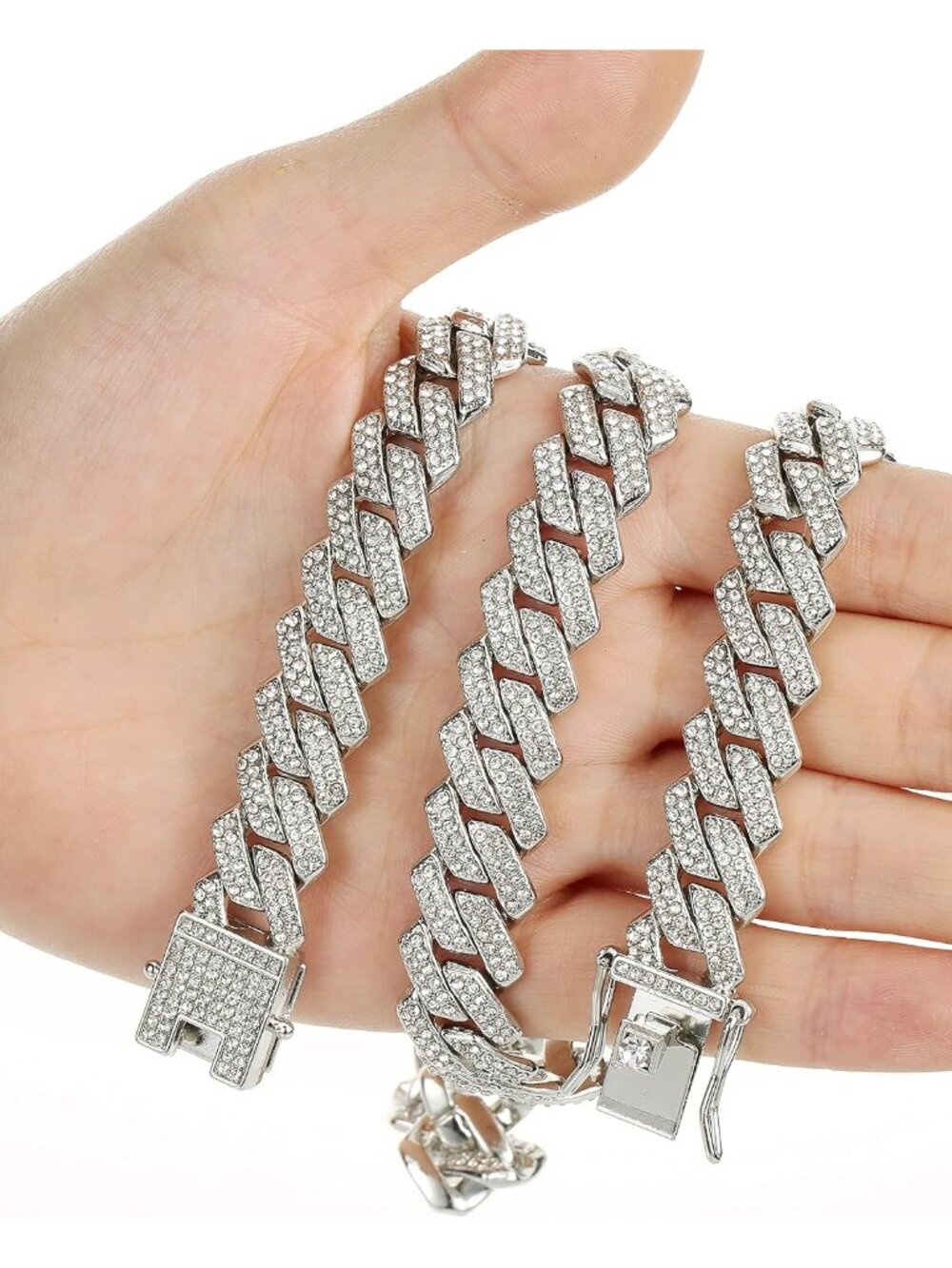 Iced Out Cuban Link Chain Necklace for Men Women, Miami Hip Hop Plated Bling Jew - Picture 6 of 9